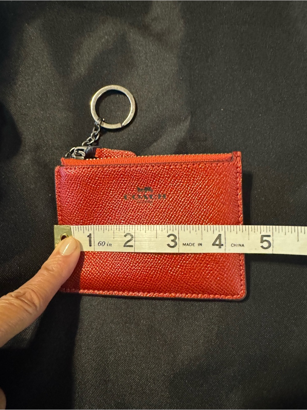 Coach Red Textured Leather Card Case - Picture 5 of 5
